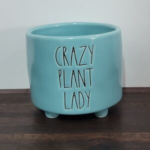 Rae Dunn Crazy Plant Lady Blue Ceramic Plant Pot